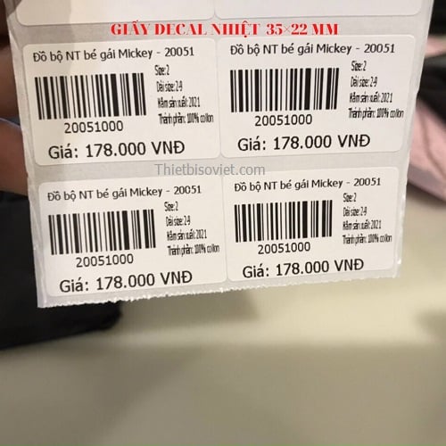 Phân phối Decal in mã vạch 2 tem kích thước 35mm x 22mm