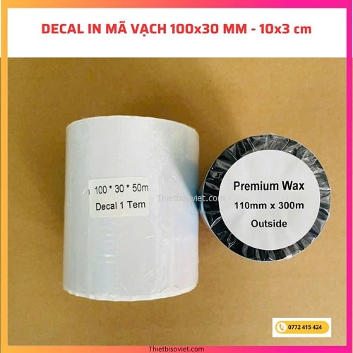 Decal in mã vạch 100x30mm - giấy in mã vạch 10x3 cm