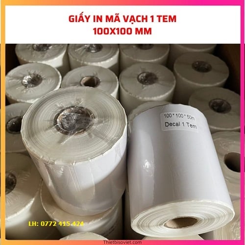 Giấy decal in mã vạch 100x100mm - Decal 10x10