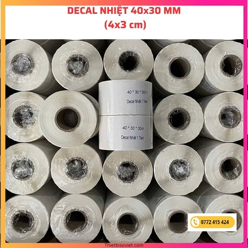 Decal nhiệt 40x30 mm x 30m, Decal Trà sữa 40x30 mm - 4x3cm