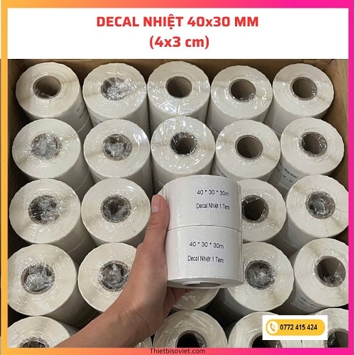 Decal nhiệt 40x30 mm x 30m, Decal Trà sữa 40x30 mm - 4x3cm