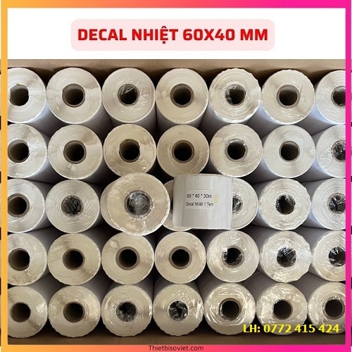 Giấy In Tem 60x40 mm - Decal Nhiệt 6x4 cm (Cuộn 30 Mét)