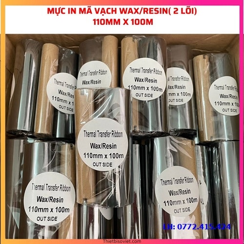 Mực in mã vạch Wax Resin 2 lõi 110 x 100m