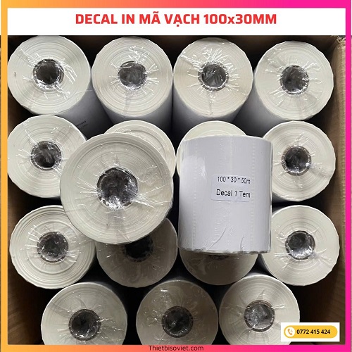 Decal in mã vạch 100x30mm - giấy in mã vạch 10x3 cm