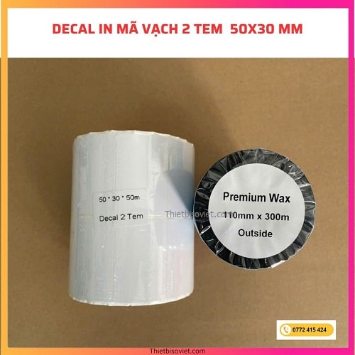 Decal in mã vạch 2 tem 50x30mm (5x3cm)